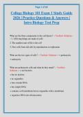 College Biology 101 Exam 1 Study Guide  2026 &vert; Practice Questions & Answers &vert;  Intro Biology Test Prep
