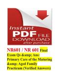 NR601 &sol; NR 601 Final Exam Qs & Ans&colon; Primary Care of the Maturing & amp&semi; Aged Family Practicum &lpar;Verified Answers&rpar;