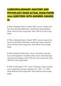 CARDIOPULMONARY ANATOMY AND PHYSIOLOGY EXAM ACTUAL EXAM PAPER 2026 QUESTIONS WITH ANSWERS GRADED A&plus;