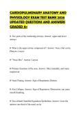 CARDIOPULMONARY ANATOMY AND PHYSIOLOGY EXAM TEST BANK 2026 UPDATED QUESTIONS AND ANSWERS GRADED A&plus;