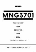 MNG3701 Assignment 1 Answers - Semester 1 &comma; 2026 &vert; Due Date March 2026