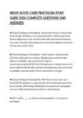 NR574 ACUTE CARE PRACTICUM STUDY GUIDE 2026 COMPLETE QUESTIONS AND ANSWERS
