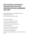 NR607 DIAGNOSIS & MANAGEMENT IN PSYCHIATRIC MENTAL HEALTH FINAL CERTIFICATION TEST 2026 COMPREHENSIVE STUDY GUIDE