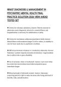 NR607 DIAGNOSIS & MANAGEMENT IN PSYCHIATRIC MENTAL HEALTH FINAL PRACTICE SOLUTION 2026 VIEW AHEAD TESTED SET