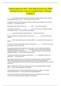Autism Spectrum Unit 1 Test with all Correct & 100&percnt; Verified Answers &vert;Actual Complete Exam &vert;Already Graded A&plus;