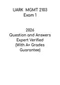 UARK MGMT 2103 Exam 1 &vert; Study Guide and Practice PDF