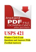 USPS 421 Window Clerk Exam Questions and Answers With &lpar;Verified Answers&rpar;