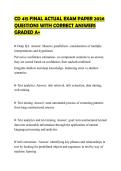 CD 415 FINAL ACTUAL EXAM PAPER 2026 QUESTIONS WITH CORRECT ANSWERS GRADED A&plus;