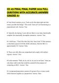 CD 415 FINAL FINAL PAPER 2026 FULL QUESTIONS WITH ACCURATE ANSWERS GRADED A&plus;