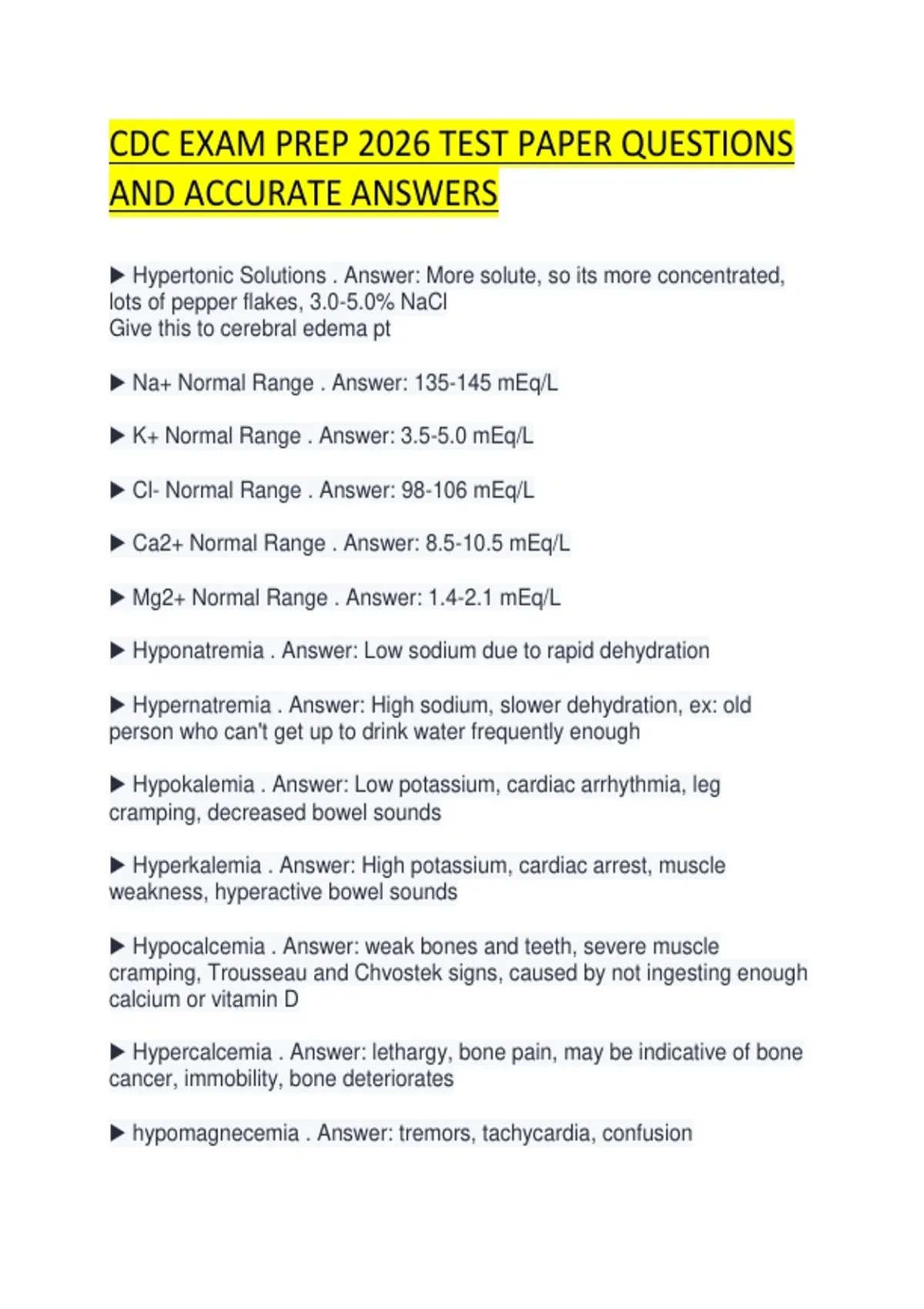 CDC EXAM PREP 2026 TEST PAPER QUESTIONS AND ACCURATE ANSWERS - CDC ...