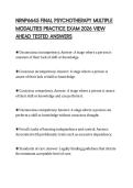 NRNP6645 FINAL PSYCHOTHERAPY MULTIPLE MODALITIES PRACTICE EXAM 2026 VIEW AHEAD TESTED ANSWERS