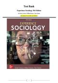 Test Bank for Experience Sociology 5th Edition&period; By David Croteau&comma; William Hoynes&comma; Tara Stamm&period; All Chapters Covered&vert; Latest Edition