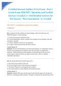 Certified Internal Auditor &lpar;CIA&rpar; Exam - Part 1 Actual Exam 2026&sol;2027&colon; Questions and Verified Answers &vert; Graded A&plus; with Detailed Answers for IIA Success &ndash; Pass Guaranteed - A&plus; Graded
