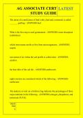 AG ASSOCIATE CERT  STUDY GUIDE QUESTIONS AND ANSWERS 2026