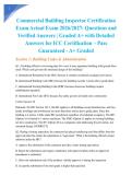 Commercial Building Inspector Certification Exam Actual Exam 2026&sol;2027&colon; Questions and Verified Answers &vert; Graded A&plus; with Detailed Answers for ICC Certification &ndash; Pass Guaranteed - A&plus; Graded