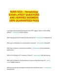  NURS 5315 &ndash; Hematology EXAM LATEST QUESTIONS AND VERIFIED ANSWERS 100&percnt; GUARANTEED PASS