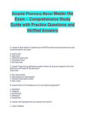 Hospital Pharmacy Manor Master the Exam 2026&sol;2027 &vert; Verified Questions & Complete Study Guide