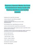 Pharmacy Spanish 2026&sol;2027 &vert; Study Guide with Practice Questions & Verified Answers
