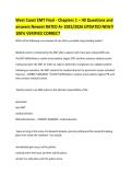 West Coast EMT Final - Chapters 1 &ndash; 40 Questions and answers Newest RATED A&plus; 2025&sol;2026 UPDATED NEW&excl;&excl; 100&percnt; VERIFIED CORRECT