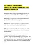 CDL TANKER ENDORSEMENT CERTIFICATION TEST PAPER 2026 FULL ANSWERS GRADED A&plus;