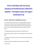 PHTLS 10th Edition Self-Test Actual Questions and Verified Answers &lpar;2026&sol;2027 Updated&rpar; &ndash; Prehospital Trauma Life Support Certification Prep