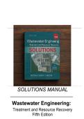 Complete Solutions Manual&colon; Wastewater Engineering&colon; Treatment and Resource Recovery &lpar;5th Edition&rpar; &ndash; Metcalf & Eddy &vert; AECOM