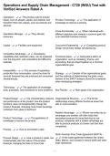 Operations and Supply Chain Management - C720 &lpar;WGU&rpar; Test with Verified Answers Rated A