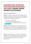 CALIFORNIA PUBLIC ACCOUNTANT  ETHICS EXAM PRACTICE QUESTIONS  AND CORRECT ANSWERS &lpar;VERIFIED  ANSWERS&rpar; PLUS RATIONALES 