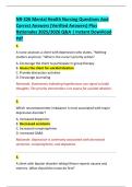 NR-326 Mental Health Nursing Questions And  Correct Answers &lpar;Verified Answers&rpar; Plus  Rationales 2025&sol;2026 Q&A &vert; Instant Download  Pdf 