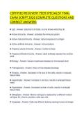 CERTIFIED RECOVERY PEER SPECIALIST FINAL EXAM SCRIPT 2026 COMPLETE QUESTIONS AND CORRECT ANSWERS