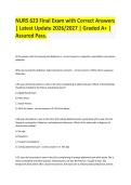 NURS 623 Final Exam with Correct Answers &vert; Latest Update 2026&sol;2027 &vert; Graded A&plus; &vert; Assured Pass&period;