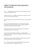 CQM-C Certification Exam Questions and Answers