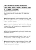 CFT CERTIFICATION FINAL PAPER 2026 QUESTIONS WITH CORRECT ANSWERS AND SOLUTIONS GRADED A&plus;