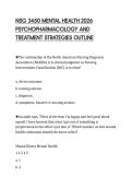 NSG 3450 MENTAL HEALTH 2026 PSYCHOPHARMACOLOGY AND TREATMENT STRATEGIES OUTLINE