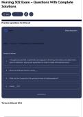 Nursing 302 Exam &ndash; Questions With Complete Solutions