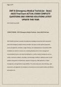 EMT-B &lpar;Emergency Medical Technician - Basic&rpar; AAOS Final Exam ACTUAL EXAM COMPLETE QUESTIONS AND VERIFIED SOLUTIONS LATEST UPDATE THIS YEAR
