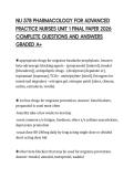 NU 578 PHARMACOLOGY FOR ADVANCED PRACTICE NURSES UNIT 1 FINAL PAPER 2026 COMPLETE QUESTIONS AND ANSWERS GRADED A&plus;