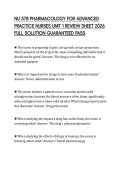 NU 578 PHARMACOLOGY FOR ADVANCED PRACTICE NURSES UNIT 1 REVIEW SHEET 2026 FULL SOLUTION GUARANTEED PASS