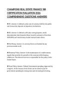 CHAMPIONS REAL ESTATE FINANCE 188 CERTIFICATION EVALUATION 2026 COMPREHENSIVE QUESTIONS ANSWERS