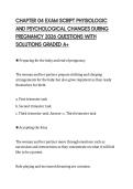 CHAPTER 04 EXAM SCRIPT PHYSIOLOGIC AND PSYCHOLOGICAL CHANGES DURING PREGNANCY 2026 QUESTIONS WITH SOLUTIONS GRADED A&plus;