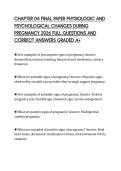 CHAPTER 04 FINAL PAPER PHYSIOLOGIC AND PSYCHOLOGICAL CHANGES DURING PREGNANCY 2026 FULL QUESTIONS AND CORRECT ANSWERS GRADED A&plus;