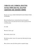 CHEM 103 LAB 2 CHEMICAL REACTION ACTUAL PAPER 2026 FCHEM 103 LAB 2 CHEMICAL REACTION ACTUAL PAPER 2026 FULL SOLUTION QUESTIONS AND ANSWERS VERIFIEDULL SOLUTION QUESTIONS AND ANSWERS VERIFIED