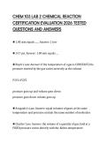 CHEM 103 LAB 2 CHEMICAL REACTION CERTIFICATION EVALUATION 2026 TESTED QUESTIONS AND ANSWERS