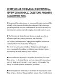 CHEM 103 LAB 2 CHEMICAL REACTION FINAL REVIEW 2026 BUNDLED QUESTIONS ANSWERS GUARANTEED PASS