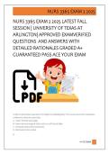 NURS 3365 EXAM 2 2025 LATEST FALL  SESSION &vert; UNIVERSITY OF TEXAS AT  ARLINGTON&vert; APPROVED EXAMVERIFIED  QUESTIONS  AND ANSWERS WITH  DETAILED RATIONALES GRADED A&plus;  GUARANTEED PASS ACE YOUR EXAM 