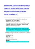 Michigan Tax Preparer Certification Exam  Questions and Correct Answers &lpar;Verified  Answers&rpar; Plus Rationales 2026 Q&A &vert;  Instant Download Pdf Michigan Tax Preparer Certification Exam  Questions and Correct Answers &lpar;Verified  Answers&rpar; Plus Rationales 2026 Q