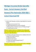 Michigan Insurance Broker Specialty  Exam   Correct Answers &lpar;Verified  Answers&rpar; Plus Rationales 2026 Q&A &vert;  Instant Download Pdf 
