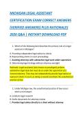 MICHIGAN LEGAL ASSISTANT  CERTIFICATION EXAM CORRECT ANSWERS  &lpar;VERIFIED ANSWERS&rpar; PLUS RATIONALES  2026 Q&A &vert; INSTANT DOWNLOAD PDF