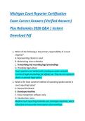 Michigan Court Reporter Certification  Exam Correct Answers &lpar;Verified Answers&rpar;  Plus Rationales 2026 Q&A &vert; Instant  Download Pdf