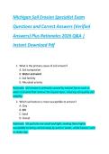 Michigan Soil Erosion Specialist Exam  Questions and Correct Answers &lpar;Verified  Answers&rpar; Plus Rationales 2026 Q&A &vert;  Instant Download Pdf